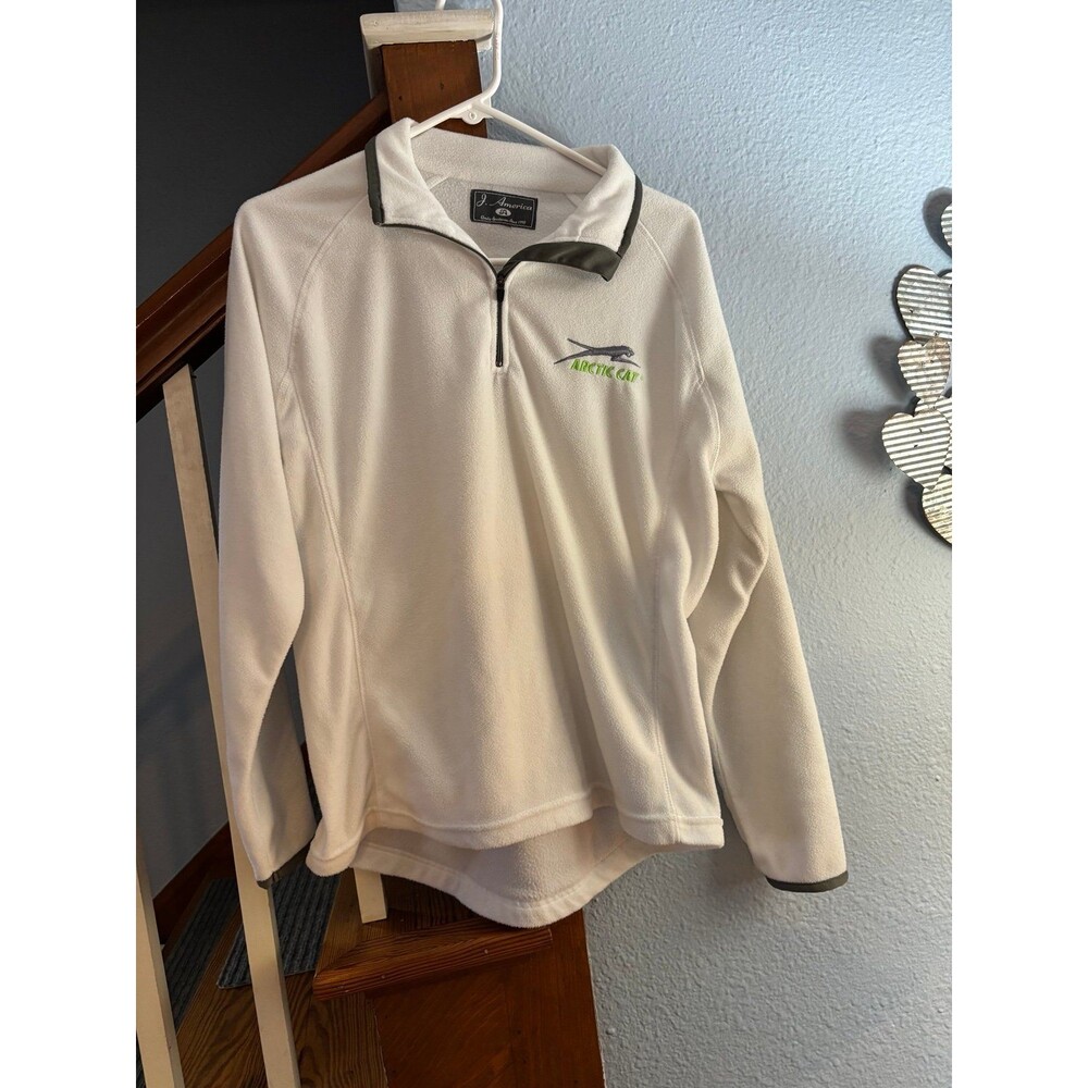 Arctic cat arcticwear Y2K white pullover fleece sweater logo women’s L